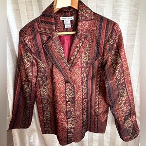 Notations Jewel tone, 3/4 sleeve blazer. L.